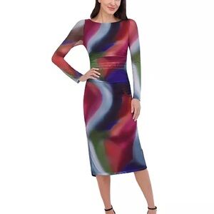 Vince Camuto Colorful Long Sleeve Dress